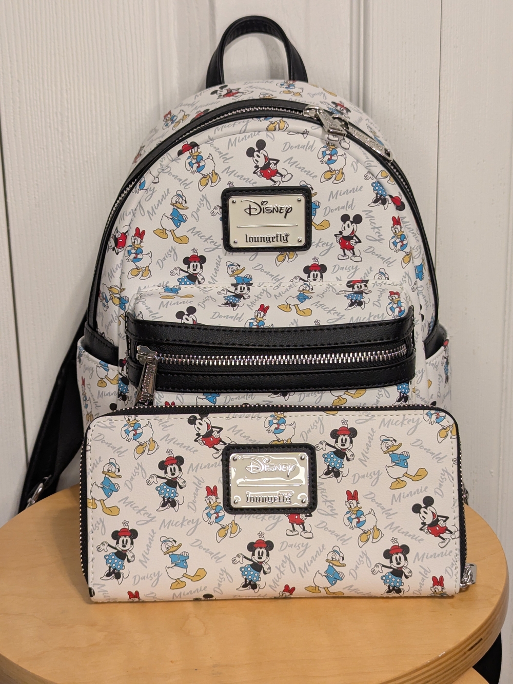 Loungefly White Disney Character Mini Backpack & Wallet Set